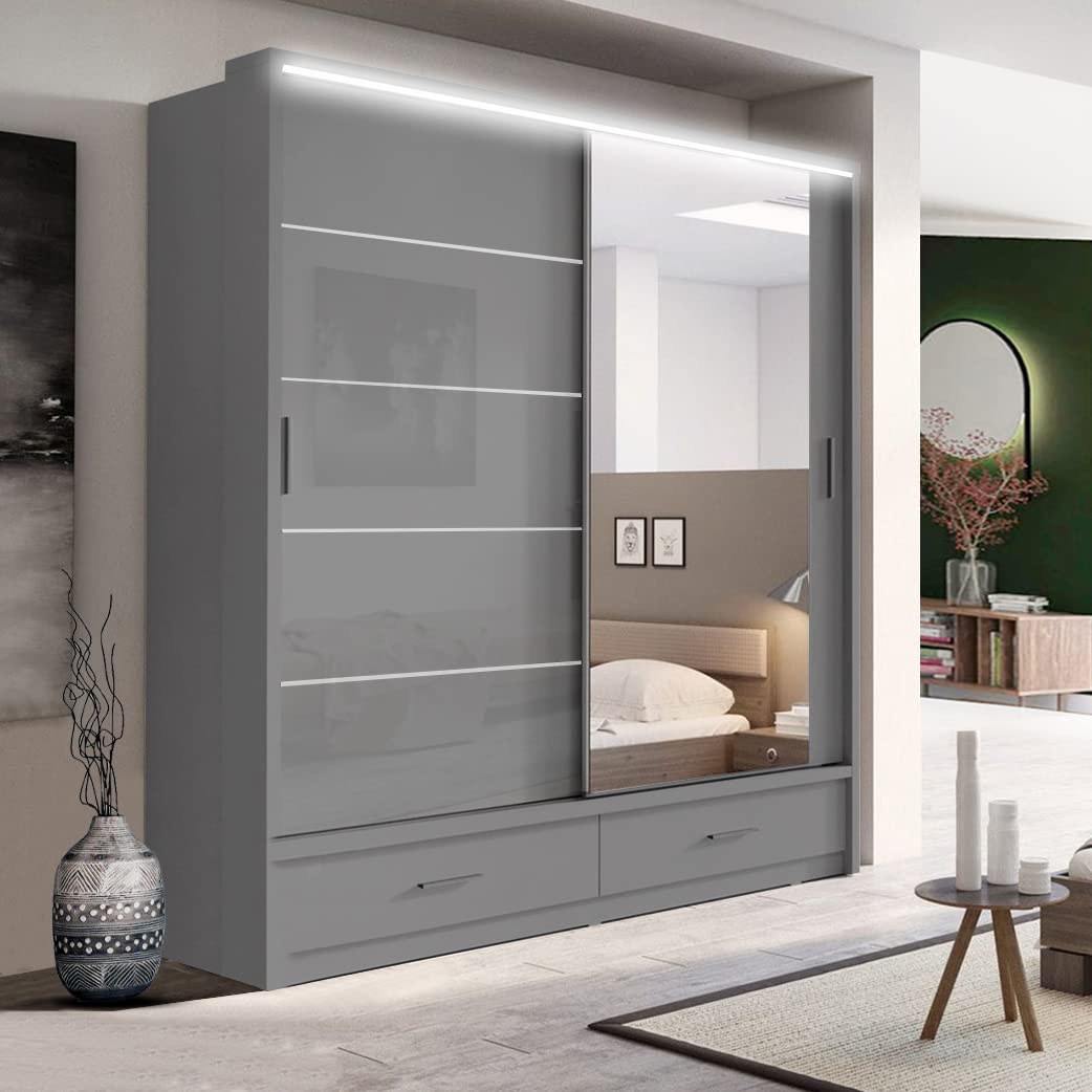 205cm,256cm Florence high glass sliding door wardrobe