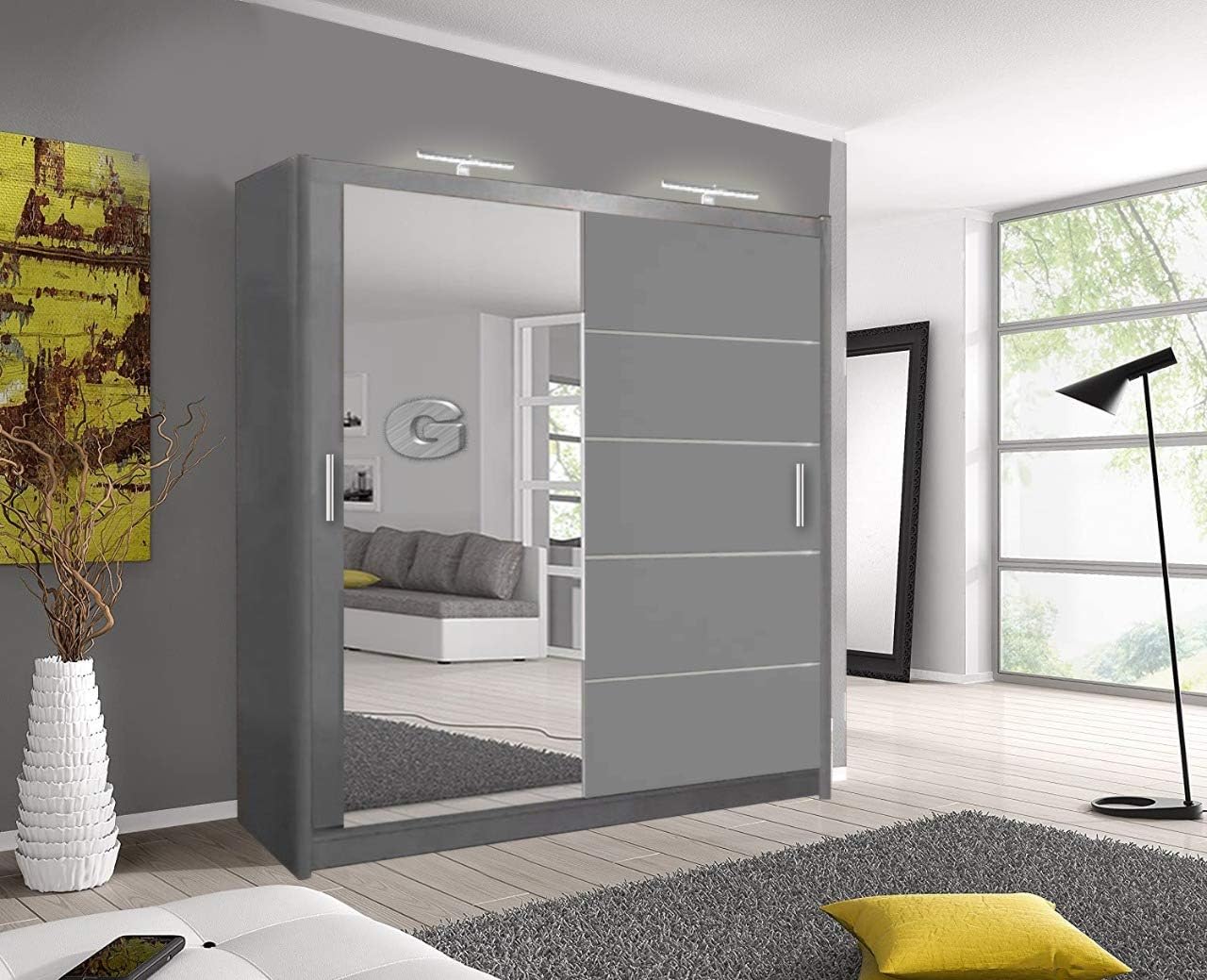 120cm,150cm, 180cm, 203cm,250cm Lyon  full mirror sliding door wardrobe