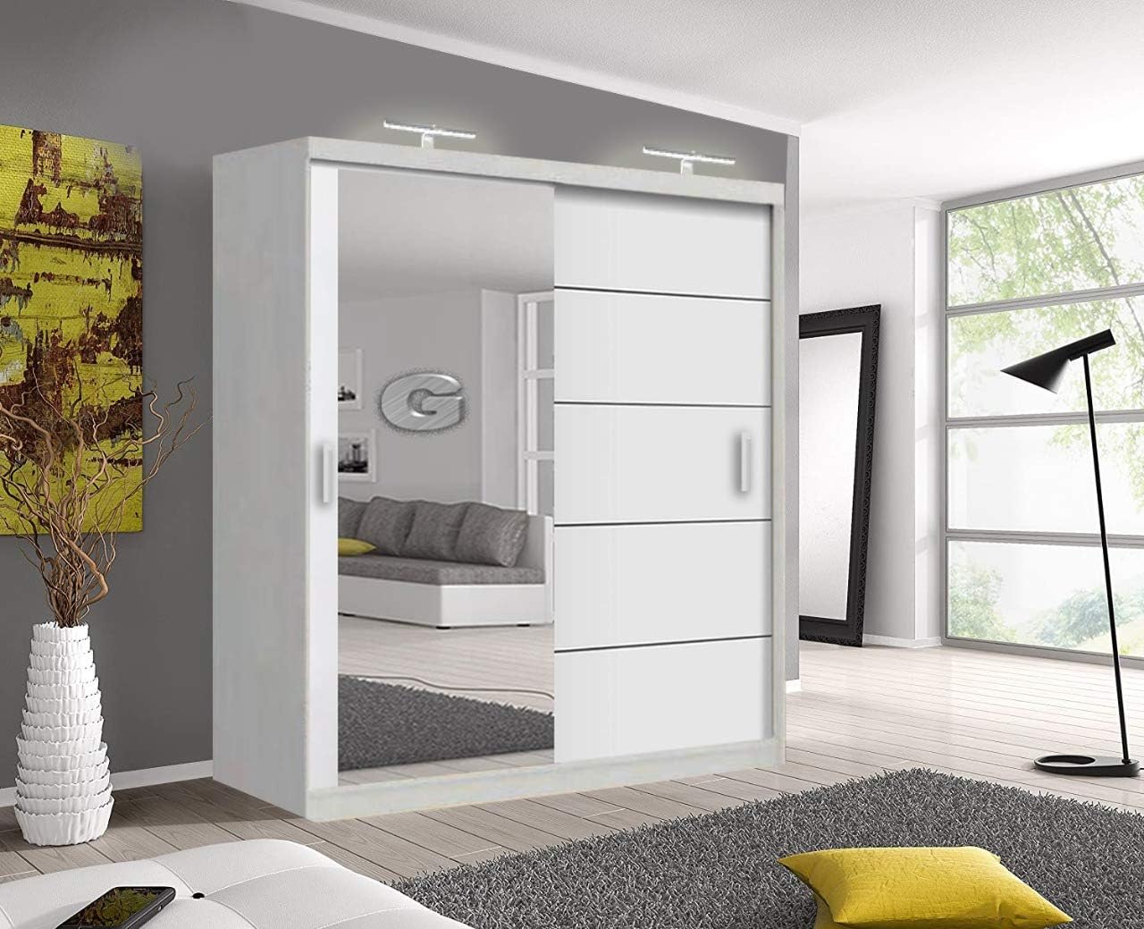 120cm,150cm, 180cm, 203cm,250cm Lyon  full mirror sliding door wardrobe