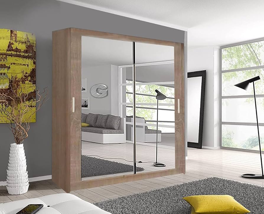 100cm,120cm,150cm, 180cm, 203cm,250cm Milan full mirror sliding door wardrobe