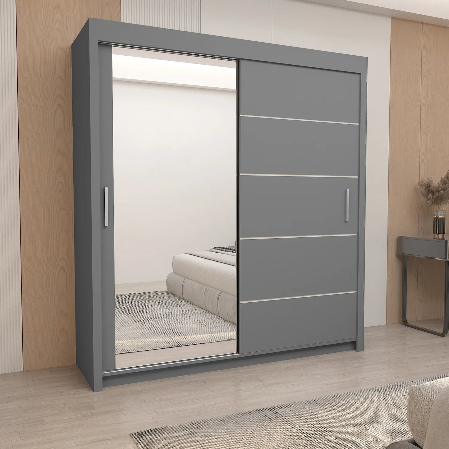 120cm,150cm, 180cm, 203cm,250cm Lyon  full mirror sliding door wardrobe