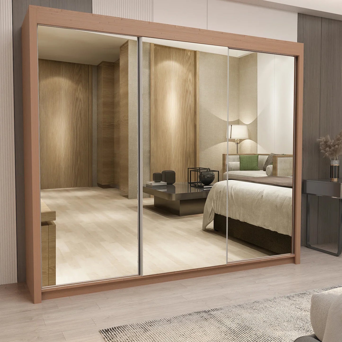 100cm,120cm,150cm, 180cm, 203cm,250cm Milan full mirror sliding door wardrobe