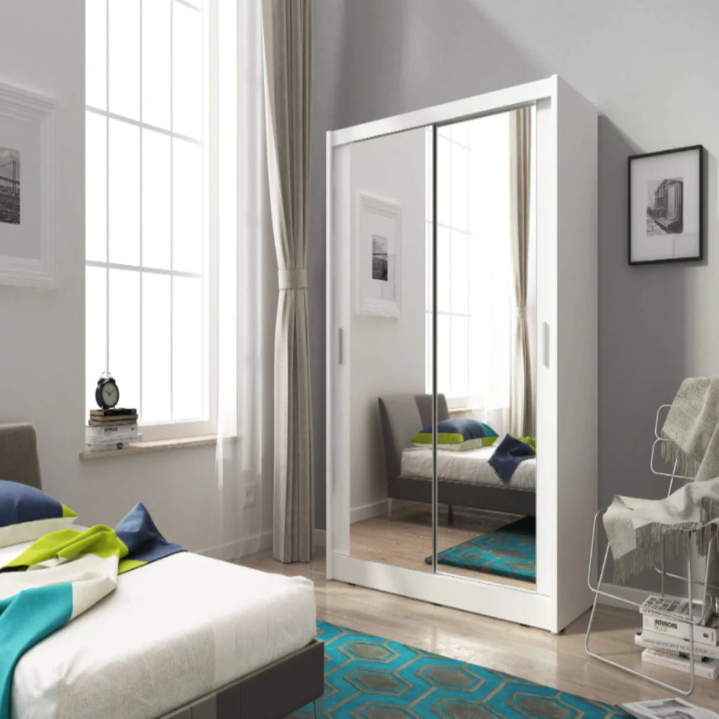 100cm,120cm,150cm, 180cm, 203cm,250cm Milan full mirror sliding door wardrobe