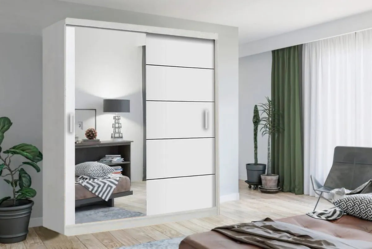 120cm,150cm, 180cm, 203cm,250cm Lyon  full mirror sliding door wardrobe