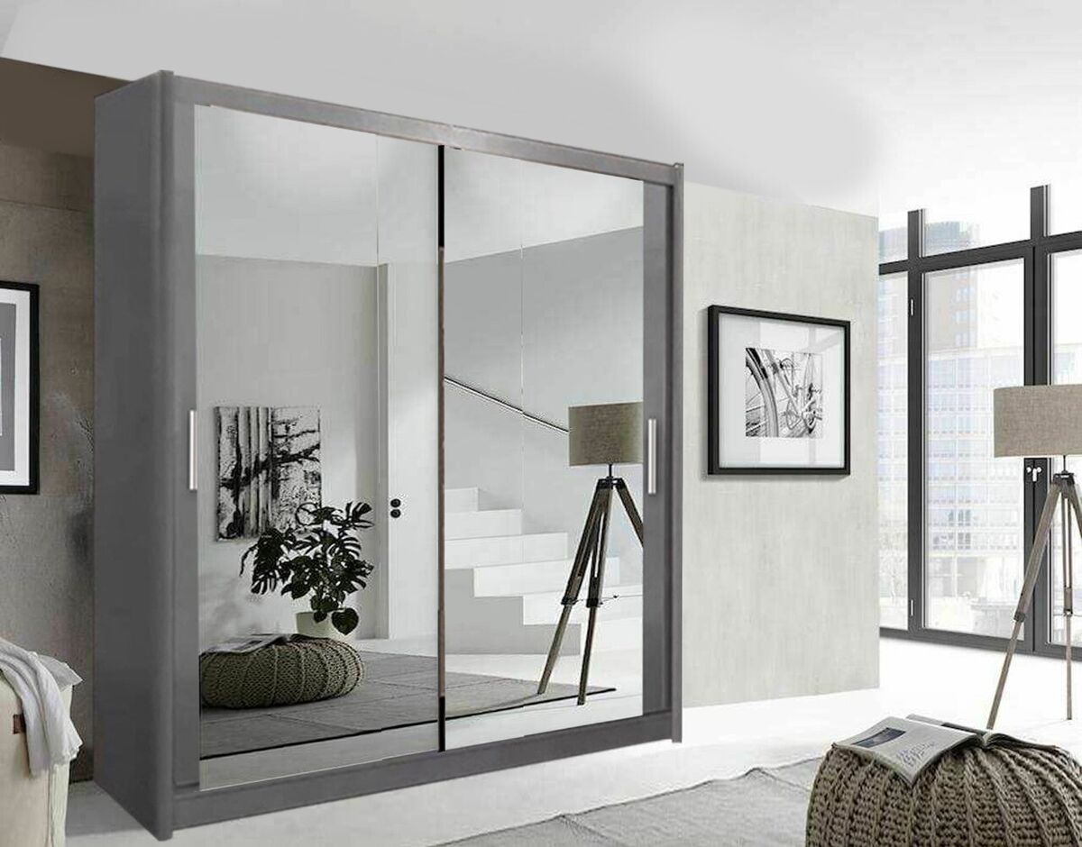 100cm,120cm,150cm, 180cm, 203cm,250cm Milan full mirror sliding door wardrobe