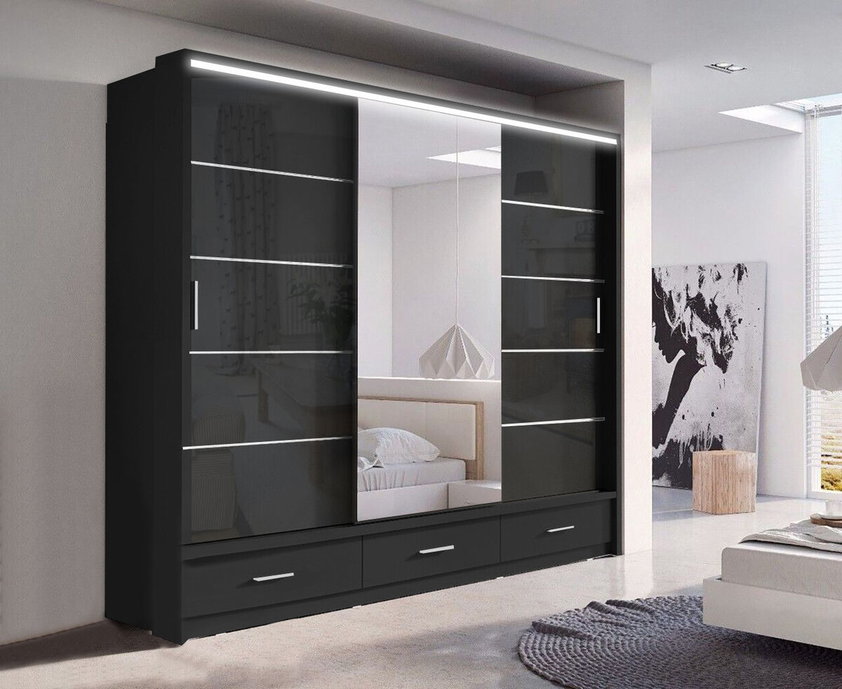 205cm,256cm Florence high glass sliding door wardrobe