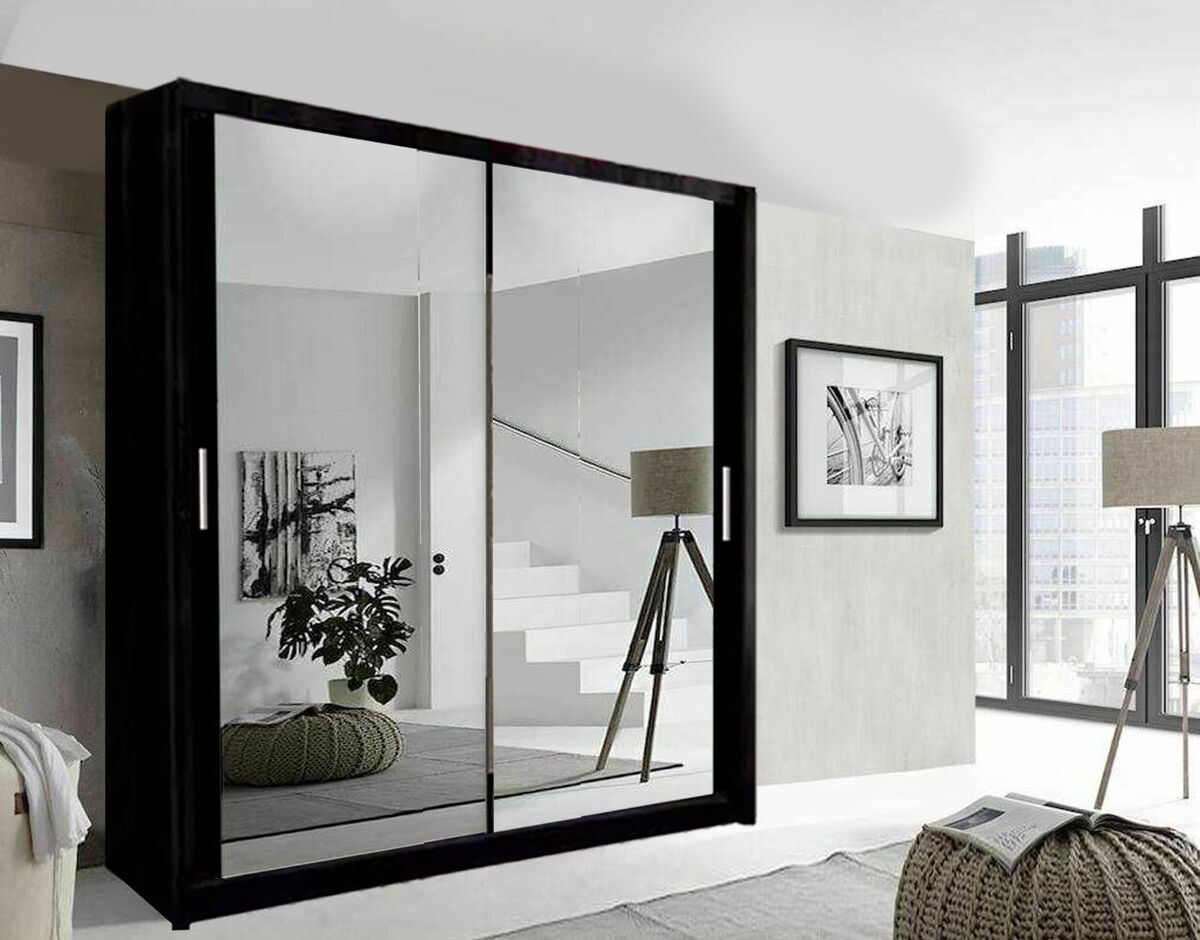 100cm,120cm,150cm, 180cm, 203cm,250cm Milan full mirror sliding door wardrobe