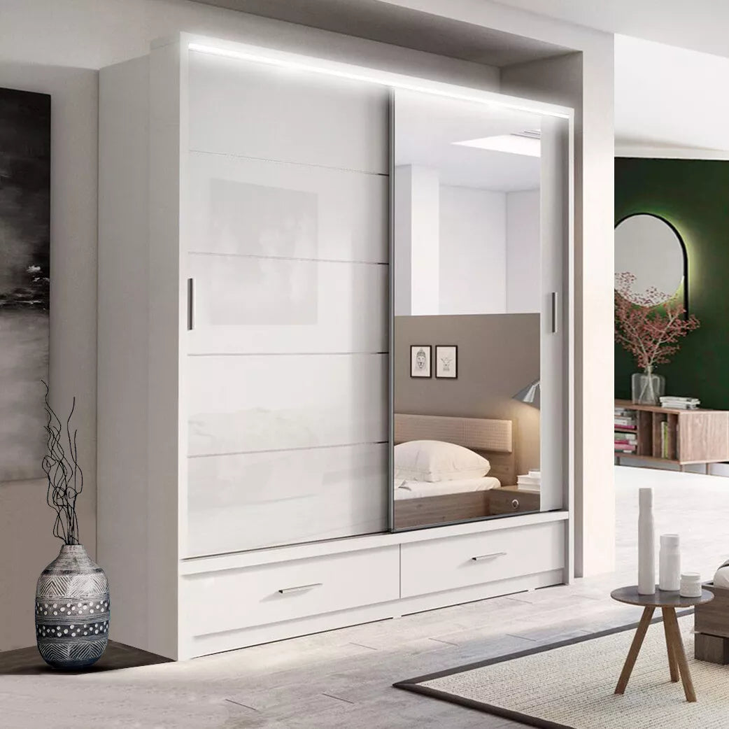 205cm,256cm Florence high glass sliding door wardrobe