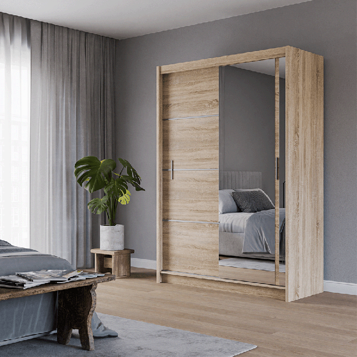 120cm,150cm, 180cm, 203cm,250cm Lyon  full mirror sliding door wardrobe