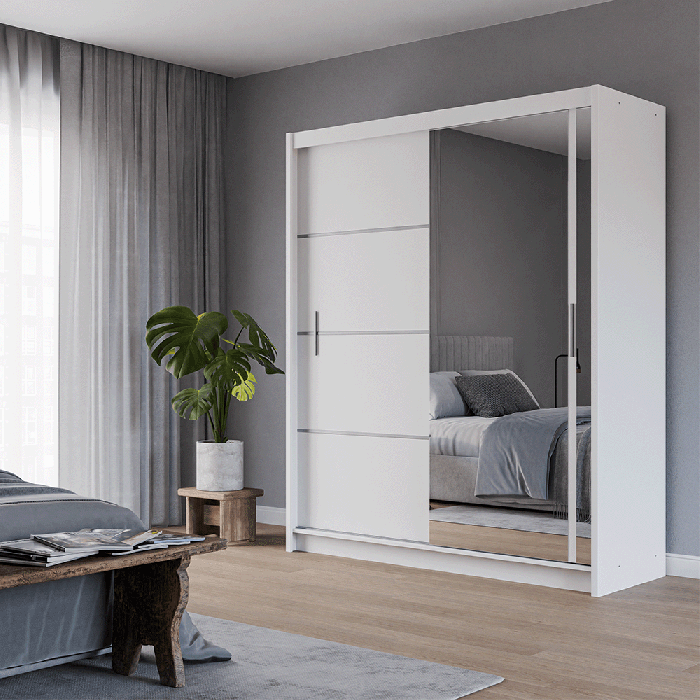 120cm,150cm, 180cm, 203cm,250cm Lyon  full mirror sliding door wardrobe